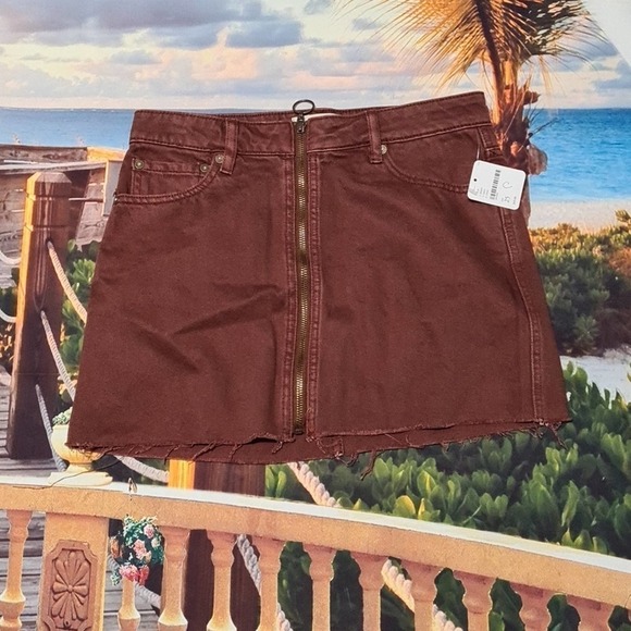 Free People‎ Zipper Denim Mini Skirt 25 NWT - Picture 1 of 5